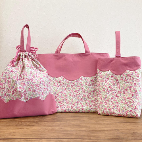 3点セット 選べる4色 まとめてお得 かわいい 花柄 スカラップ 入園入学