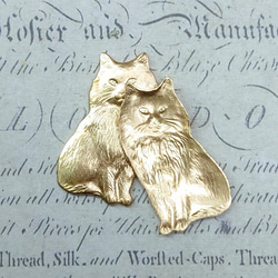 BEHOLD− おすわり 猫 カン無し 1個 長毛種 L 真鍮製 ネコ アメリカ製 スタンピング ヴィンテージ風 3枚目の画像