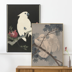 【NO.49】白いオウム日本画アートポスター☆和室インテリア和モダン浮世絵☆ハガキ2L版A5B5A4A3A2A1B5B4 6枚目の画像