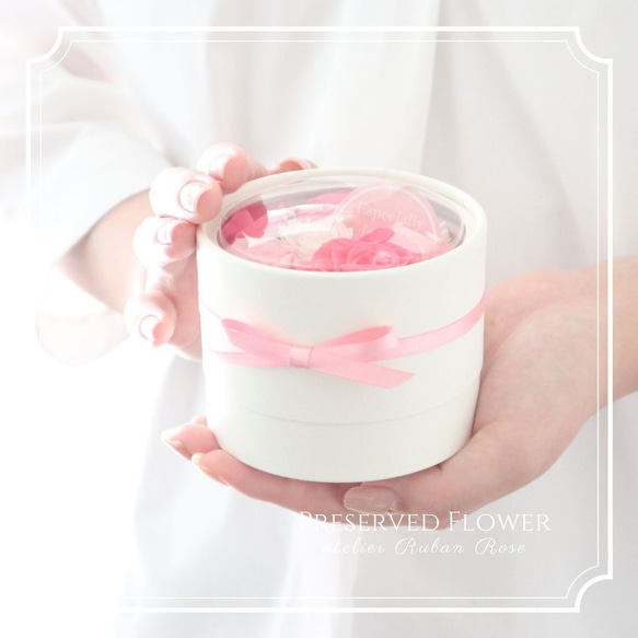 選べるメッセージ｜ローズピンクの華やかなプチフラワーボックス｜誕生日・母の日・ホワイトデー　pre.035 8枚目の画像