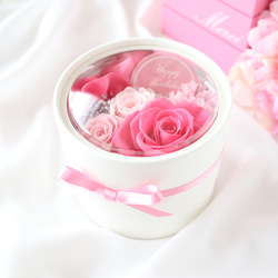 選べるメッセージ｜ローズピンクの華やかなプチフラワーボックス｜誕生日・母の日・ホワイトデー　pre.035 2枚目の画像