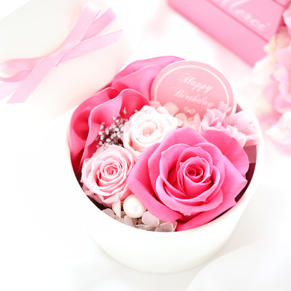 選べるメッセージ｜ローズピンクの華やかなプチフラワーボックス｜誕生日・母の日・ホワイトデー　pre.035 9枚目の画像