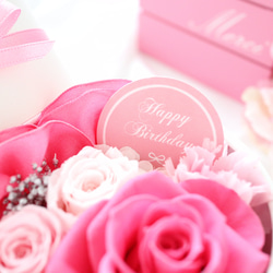 選べるメッセージ｜ローズピンクの華やかなプチフラワーボックス｜誕生日・母の日・ホワイトデー　pre.035 5枚目の画像