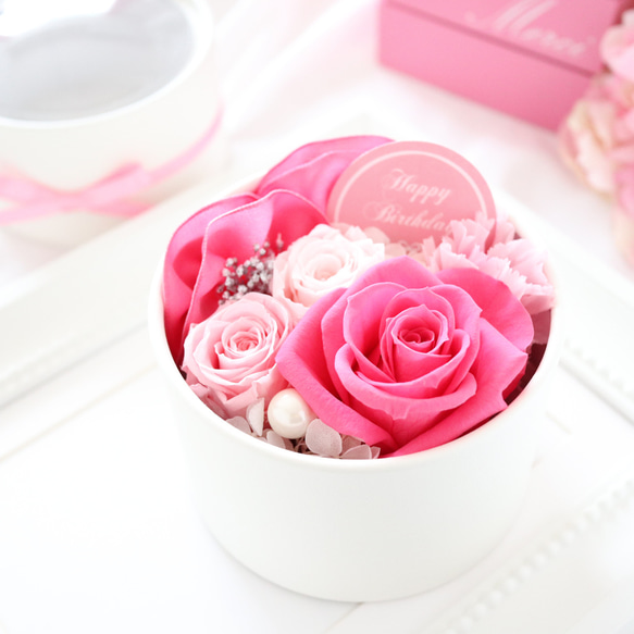 選べるメッセージ｜ローズピンクの華やかなプチフラワーボックス｜誕生日・母の日・ホワイトデー　pre.035 11枚目の画像