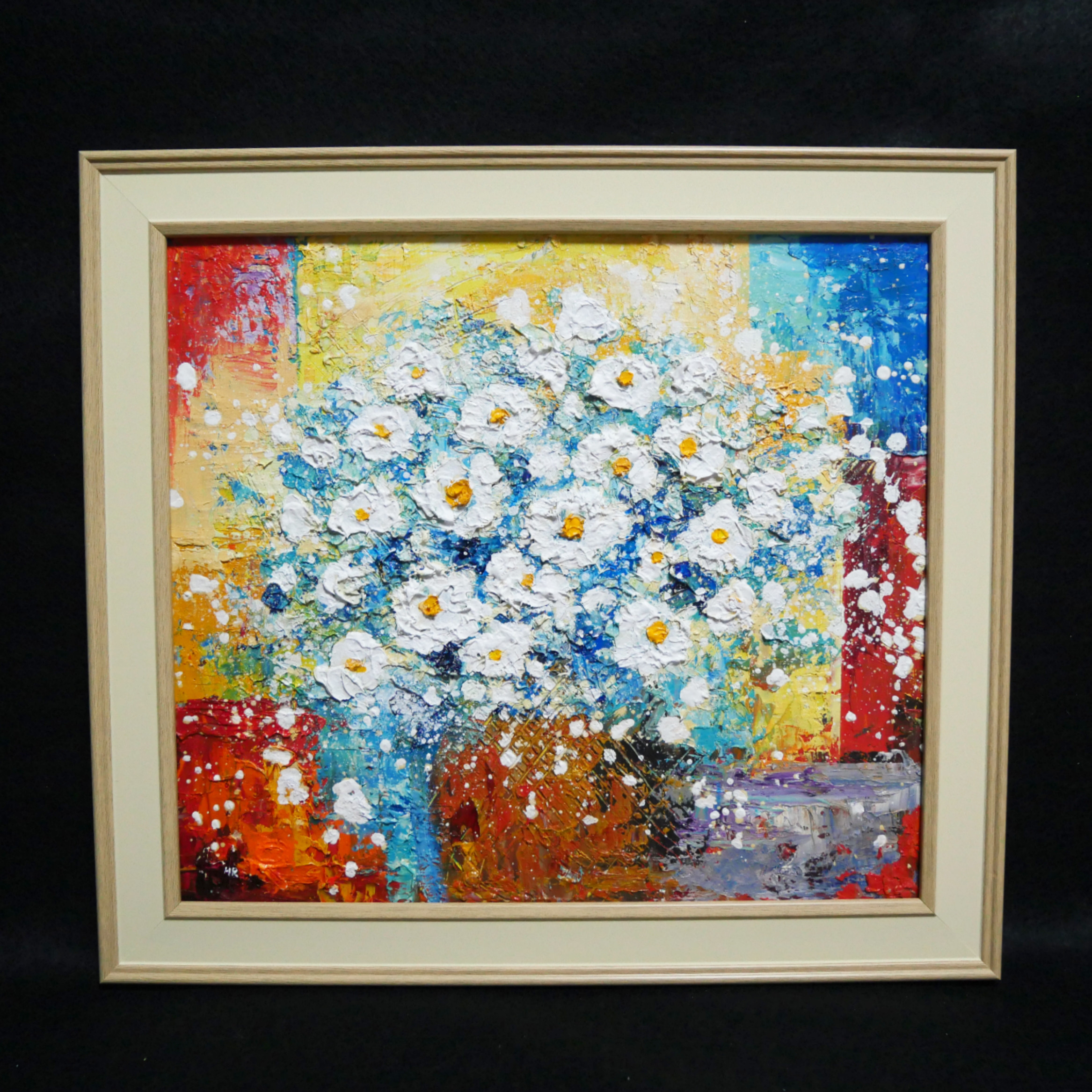 油絵 油彩 油彩画 絵 絵画 【白い花】 絵画 HR 通販 11389071