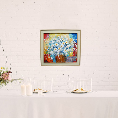 送料無料 店舗 油彩 油絵 油彩画 11389071 通販 HR 絵画 【白い花】 絵画 絵 絵画+タペストリー