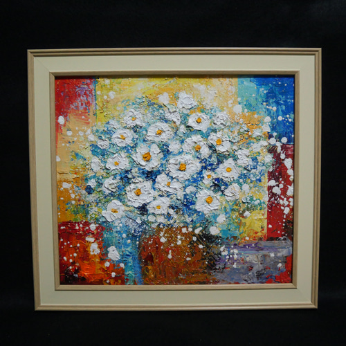 アジサイの絵 花束原画 青い花 油絵 壁飾り 藍染 - ショップ