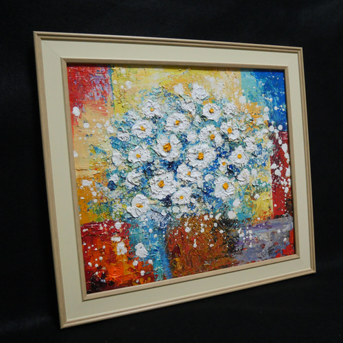 油絵 油彩 油彩画 絵 絵画 【白い花】 絵画 HR 通販 11389071