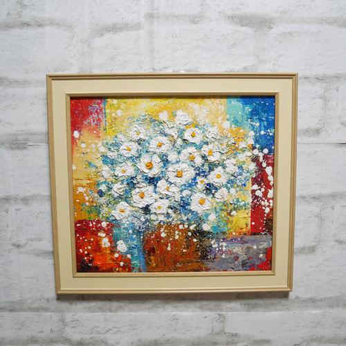 油絵 油彩 油彩画 絵 絵画 【白い花】 絵画 HR 通販 11389071
