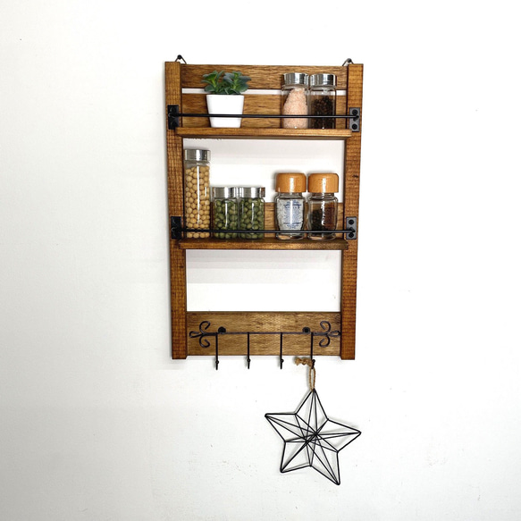 vintage カップボード　棚　木製　壁掛け　スパイスラック　飾り棚 vintage カップボード 棚 木製 壁掛け スパイスラック 飾り棚