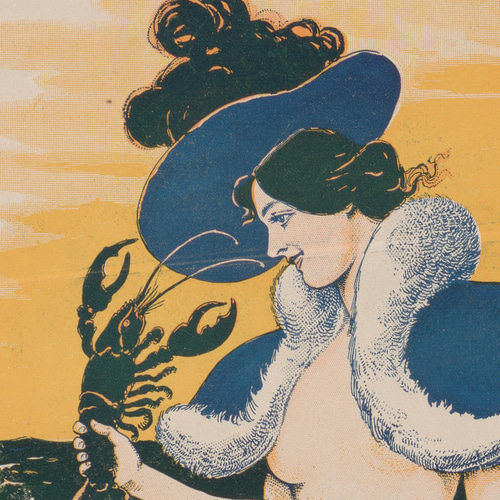 NO.50】おしゃべりする人魚と海老ポスター☆レトロヴィンテージ