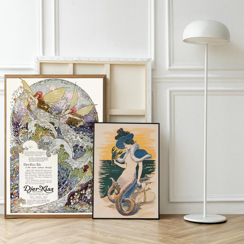 NO.50】おしゃべりする人魚と海老ポスター☆レトロヴィンテージ