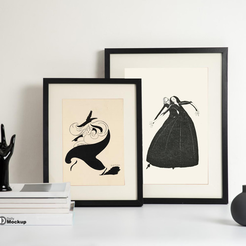 L判　イラストポスター 25枚セット NO.51】モノクロ魔女イラストポスター☆レトロモダンインテリア