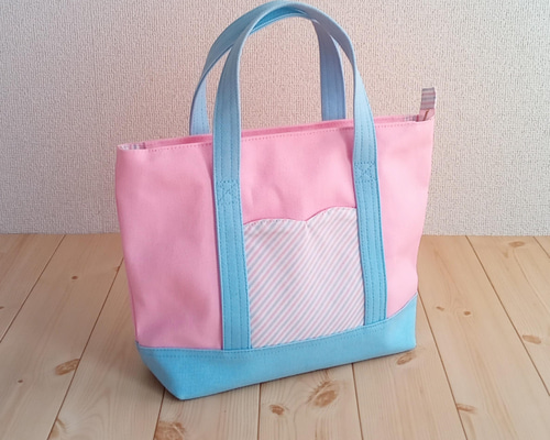 信三郎帆布 ポケット付きトートバッグ ピンク - メルカリ
