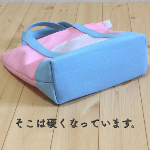 ファスナー付き☆ハートポケットのトートバッグ 春夏 ピンク