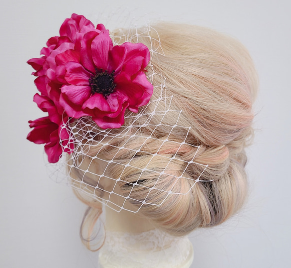 SALE【 アネモネ の髪飾り 】 ヘッドドレス 髪飾り カラードレス 結婚式 成人式 袴 4枚目の画像