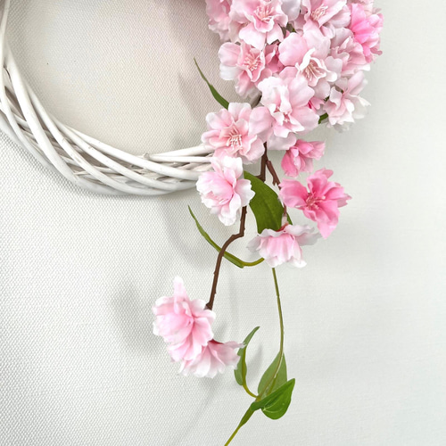 商品名【咲桜】ゆきこ♥ピンクローズと桜の花束風スワッグリース 春リース SAKURA】桜のリース | Y's deco.