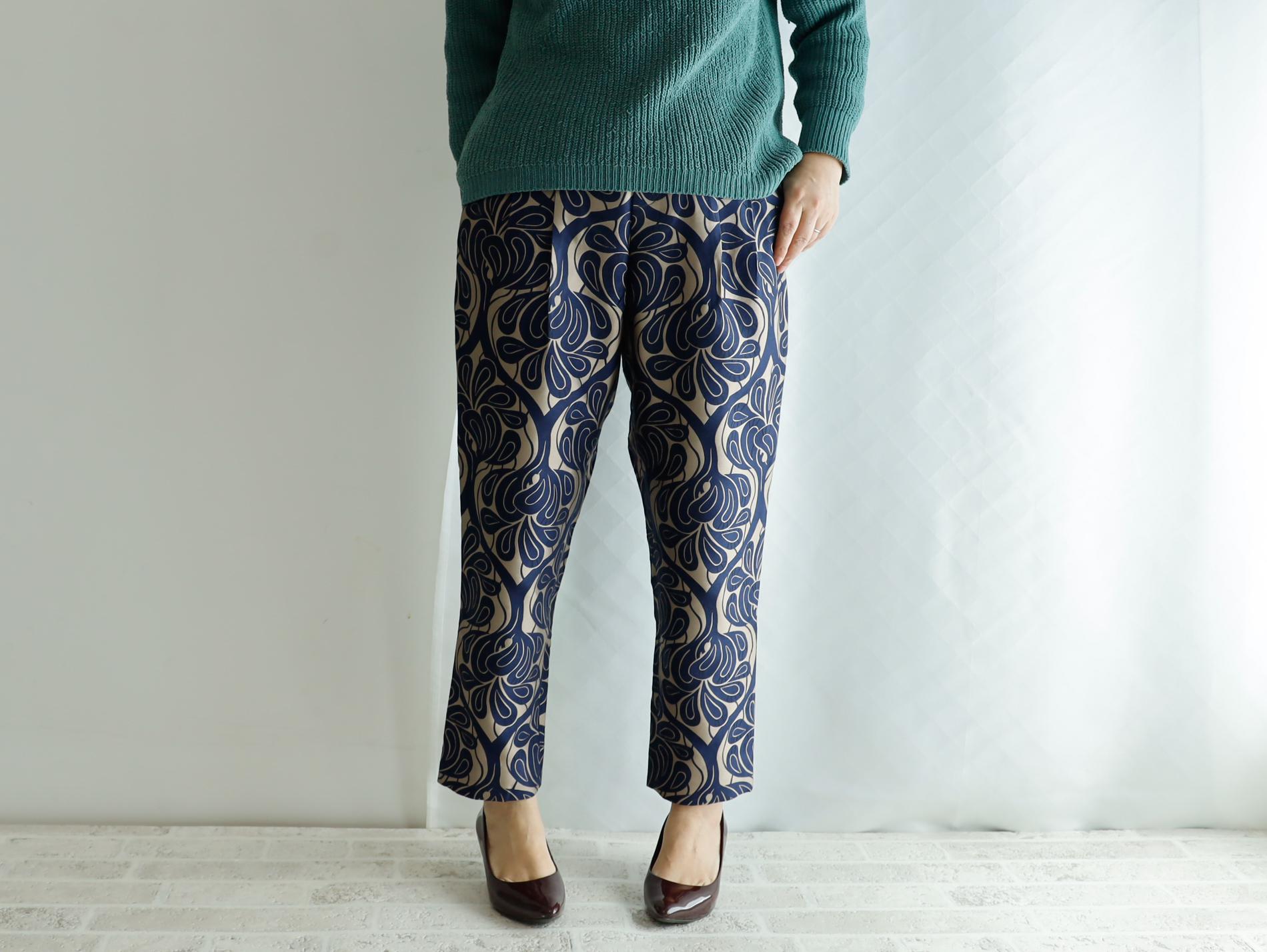 『再販X24』コベントガーデン グレー　-ダマスク柄 テーパードパンツ M/Lサイズ