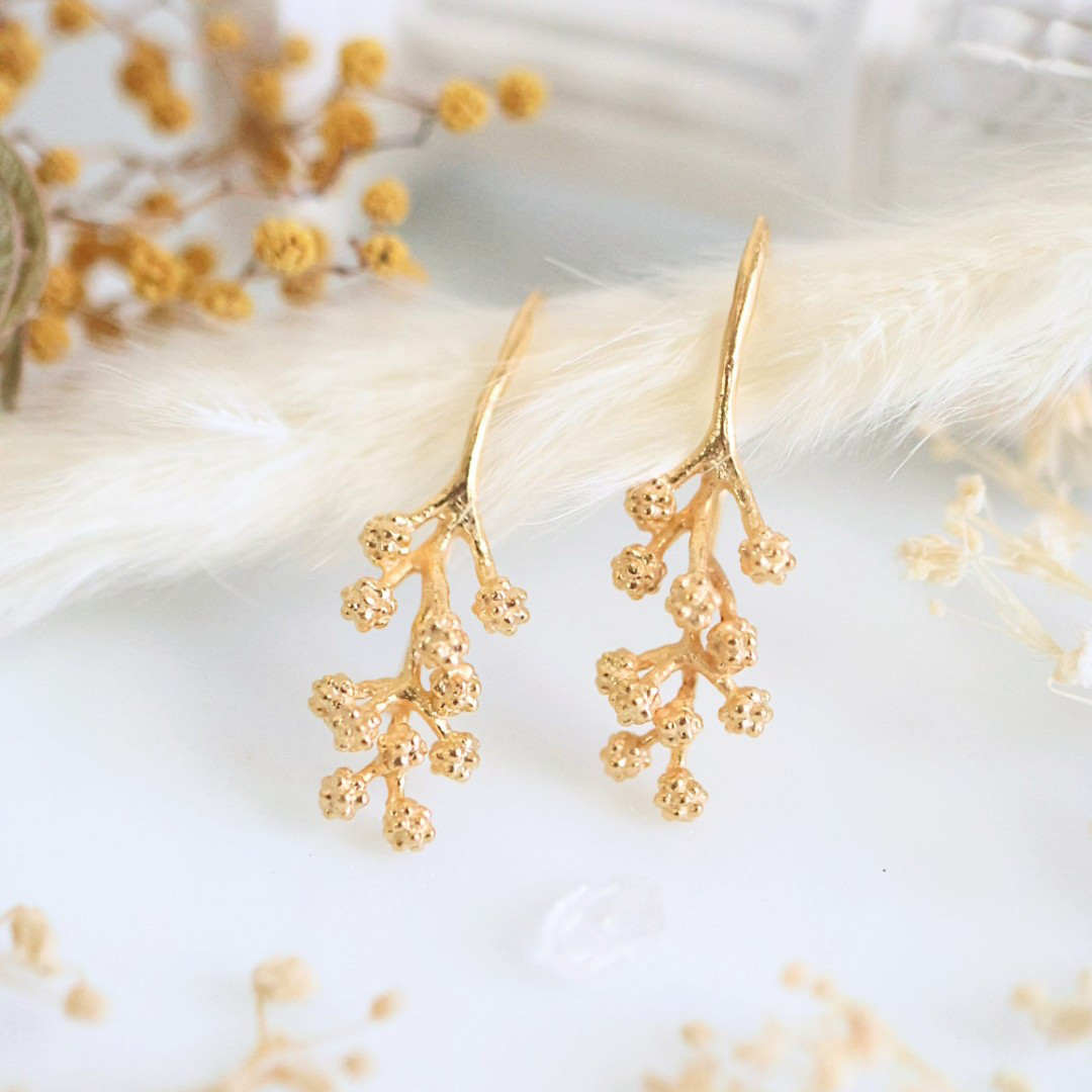 「特集掲載」ミモザのドロップピアスK18GP 【受注生産】