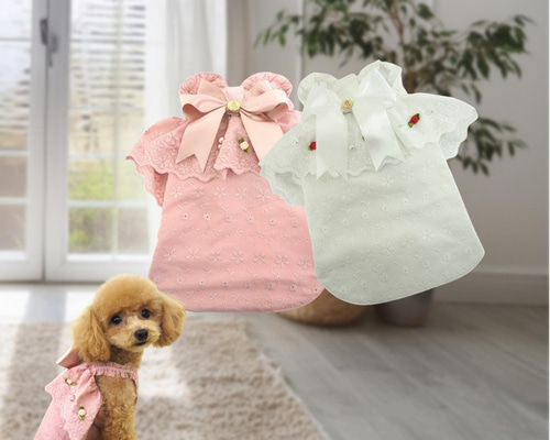 ワンピース ピンク ホワイト レース 極小犬 パピー 小型 猫