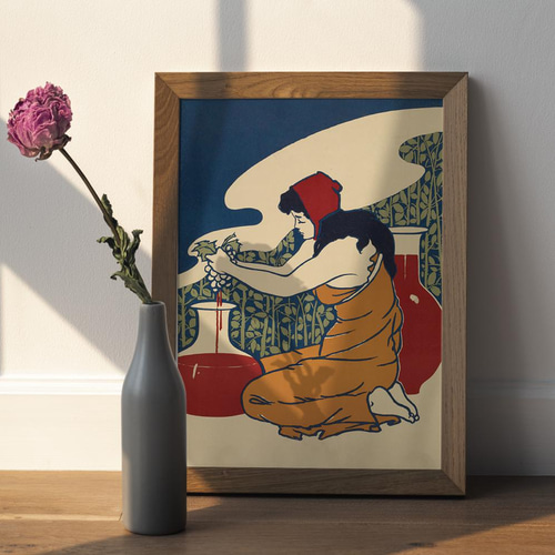 NO.56】ワイン造りをする女性インテリアアートポスター☆葡萄