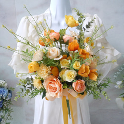 【大人気カラー】明るく元気な印象に♪オレンジ×ホワイトの花嫁ブーケ M13 フリルブーケ ホワイトオレンジ 8本 | ホシファーム – 株式会社アデリー