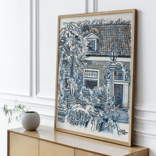 NO.60】家と庭園アートポスター☆インテリアヴィンテージナチュラル