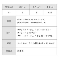 ツートンカラーサフィアーノ＆ゴートレザーミニ財布【ブラック×ベージュ】【送料無料】（st-w1055） 3枚目の画像