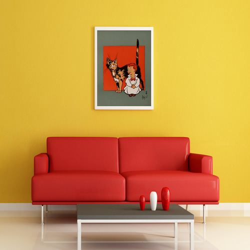 シャドーボックス 猫 アンティーク ビンテージ アートポスター 北欧