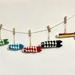 <合計販売数29点>子供の日　端午の節句飾り　鯉のぼり 編みぐるみガーランド(5個セット) 5枚目の画像
