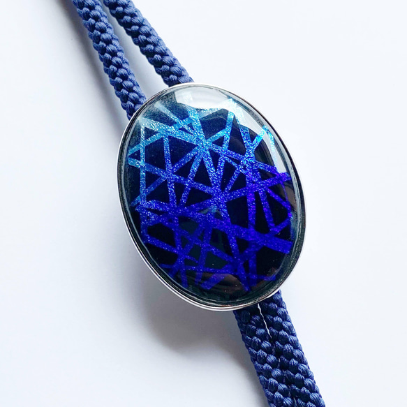 【Creema限定価格】銀河 七宝焼のループタイ ボロタイ 箔ちらし七宝 シルク紐使用 