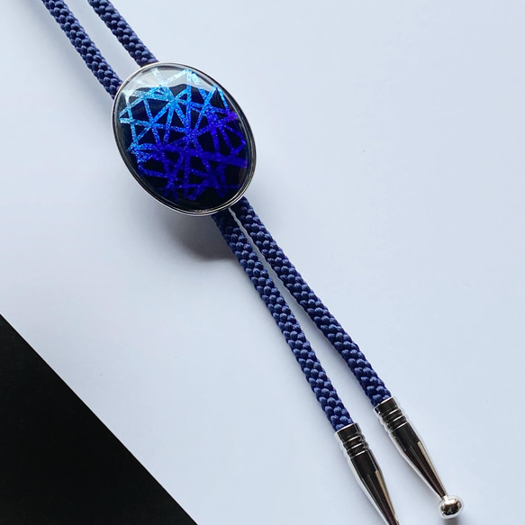 【Creema限定価格】銀河 七宝焼のループタイ ボロタイ 箔ちらし七宝 シルク紐使用 