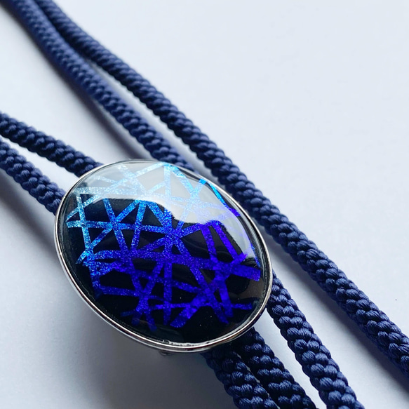 【Creema限定価格】銀河 七宝焼のループタイ ボロタイ 箔ちらし七宝 シルク紐使用 