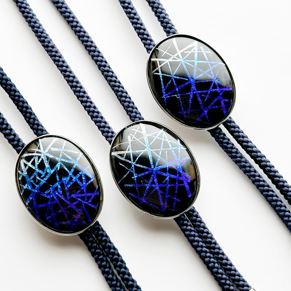 【Creema限定価格】銀河 七宝焼のループタイ ボロタイ 箔ちらし七宝 シルク紐使用 