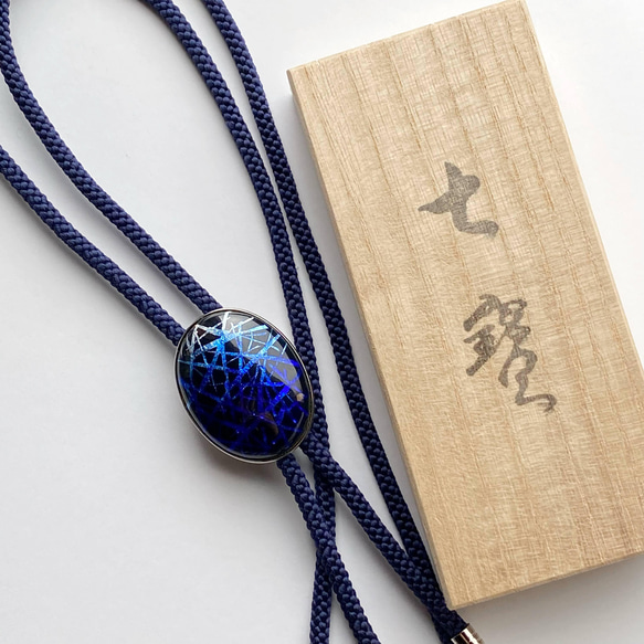 【Creema限定価格】銀河 七宝焼のループタイ ボロタイ 箔ちらし七宝 シルク紐使用 