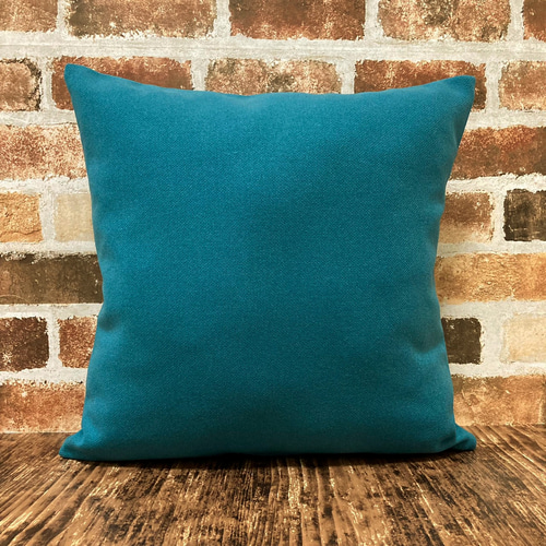 再入荷] ウールフラノ ブルーグリーン 無地 クッションカバー 45