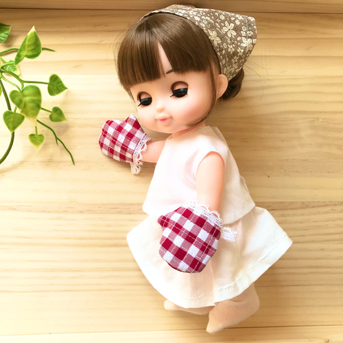 エプロンセット 赤いギンガムチェック＊ドール服 ソランちゃん ソラン