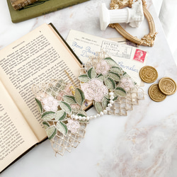 ローズの涙：くすみカラーのレースとパールの付け襟チョーカー　　SV356 12枚目の画像