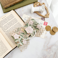 ローズの涙：くすみカラーのレースとパールの付け襟チョーカー　　SV356 3枚目の画像