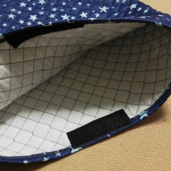 防災頭巾カバー　座布団　ゴム替え可　正方形　青星 3枚目の画像