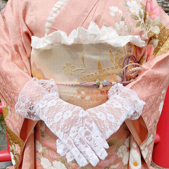 レース手袋　着物コーデ　振り袖　袴　卒業式　成人式　前撮り　ウエディング  ブライダル　結婚式　 9枚目の画像