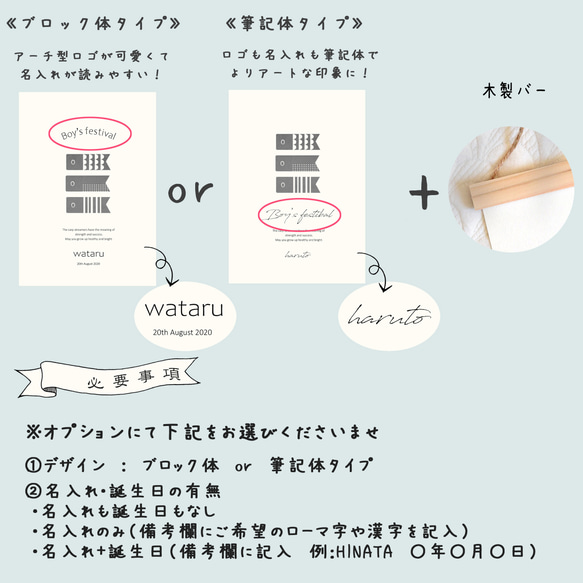 【2×2ﾊﾟﾀｰﾝ】木製バー付・モノトーンこいのぼりポスター/鯉のぼり/端午の節句/タペストリー／グレーKO-7 3枚目の画像