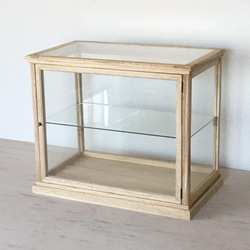 古い木製ガラスケース 3段 卓上 ショーケース 棚・シェルフ・ラック n