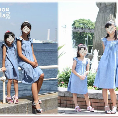 あゆな　ハンドメイド子供ワンピース Free Pattern] How to Sew a Square Neck Frill Dress [Sizes 80-120