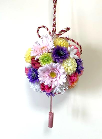 和装ブーケ・マムと小花のボールブーケ（ブートニア付）　　結婚式・披露宴・パーティー・写真撮影・春の宴に、またお友達 7,200円