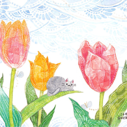 青い鳳凰青鸞の絵 B4原画販売：【花舞鸞鳥】：UVカット額縁付 絵画 梅