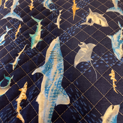 防災頭巾カバー　座布団用　ゴム替え可　長方形　青サメ 3枚目の画像