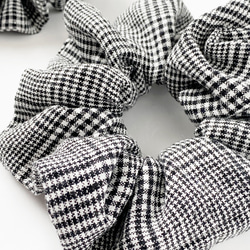 サイズが選べる☆先染めユーラシアンリネンのシュシュ（グレンチェック） 5枚目の画像