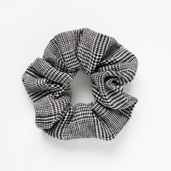 サイズが選べる☆先染めユーラシアンリネンのシュシュ（グレンチェック） 3枚目の画像