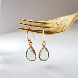 《清楚な気品/2月誕生石》14KGF/ GREEN AMETHYST EARRINGS/ アレルギー対応 3枚目の画像